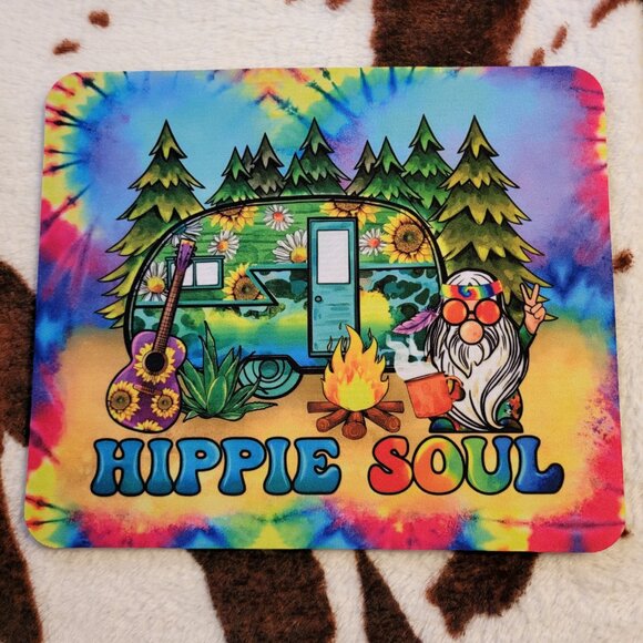 Hippie Soul Gnome Camper Computer Non Slip Custom Mouse Pad Handmade - Picture 2 of 7